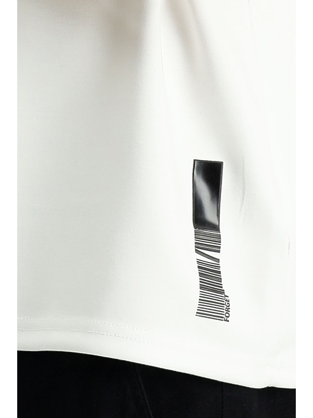 Beyaz BİSİKLET YAKA OVERSİZE Elastanlı BASKILI TİŞÖRT-5