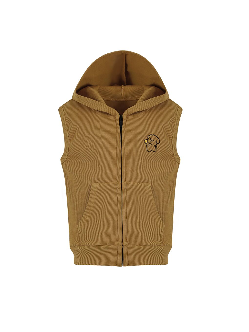 Kahverengi Unisex Çocuk Fitilli Mevsimlik Yelek