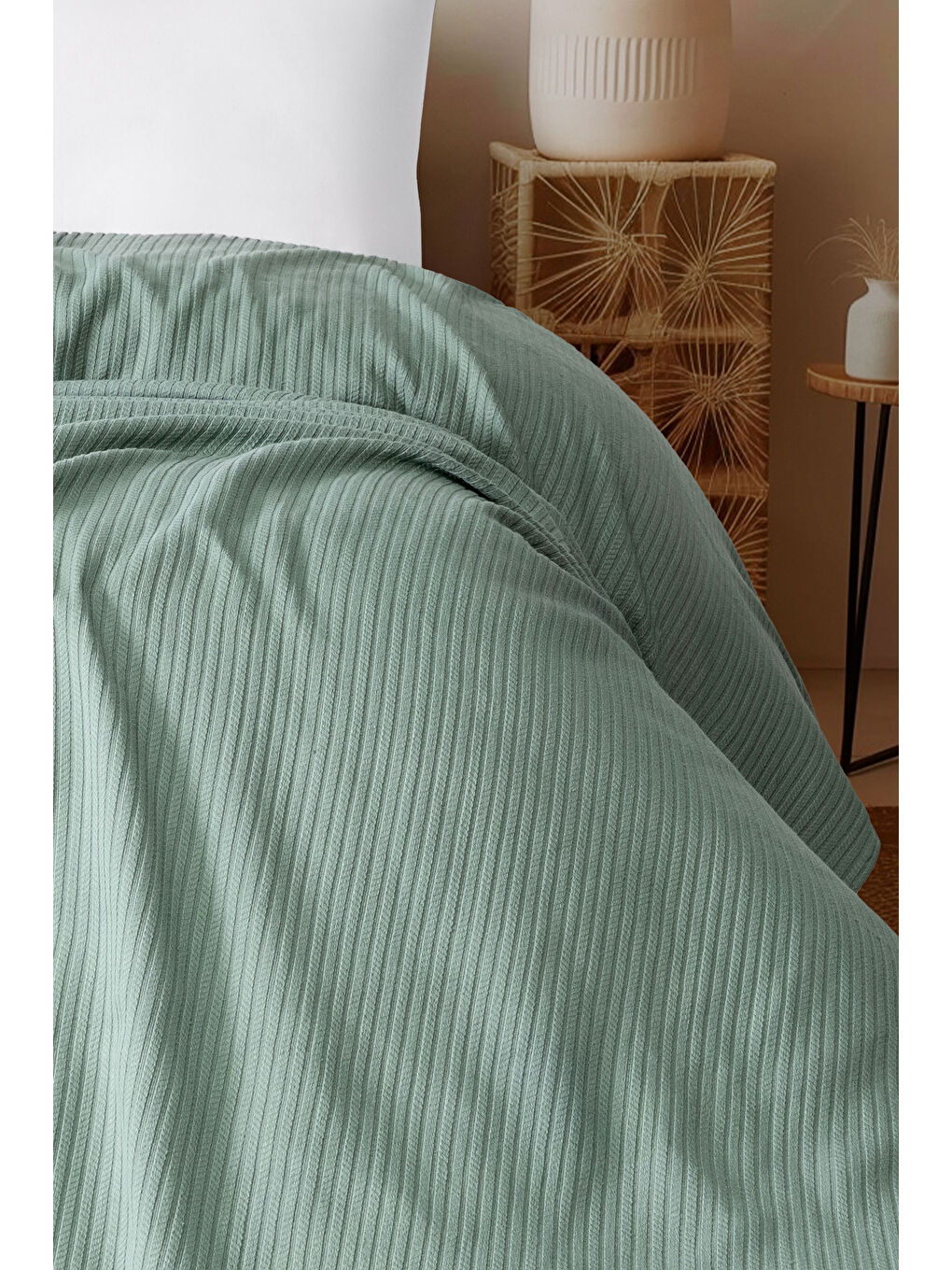 Yeşil %100 Pamuk Örgü Pike | 220x240 cm | 1. Sınıf Kalite | 7 Renk Seçeneği YESIL/220X240CM-1