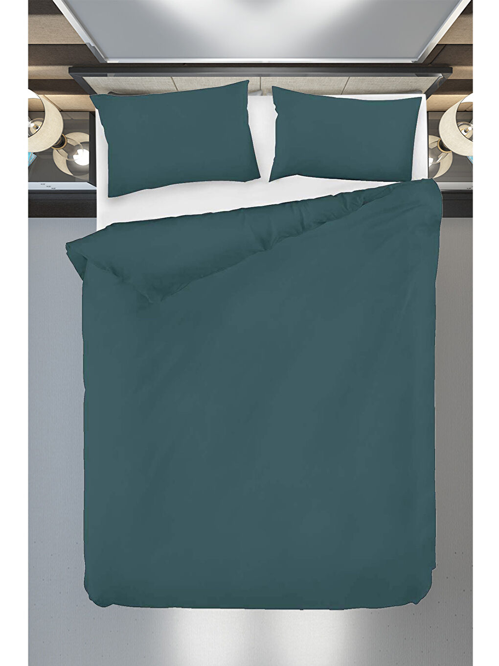 Çift Kişilik  Nevresim Seti DüzRenk Dominik Yeşil %100 Pamuk Ranforce