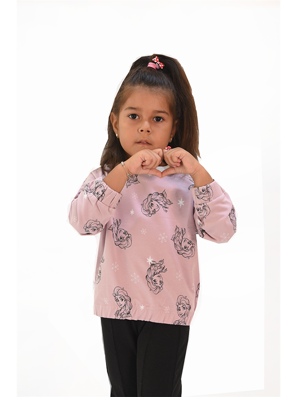 Pembe Kız Çocuk Baskılı Oversize Sweatshirt