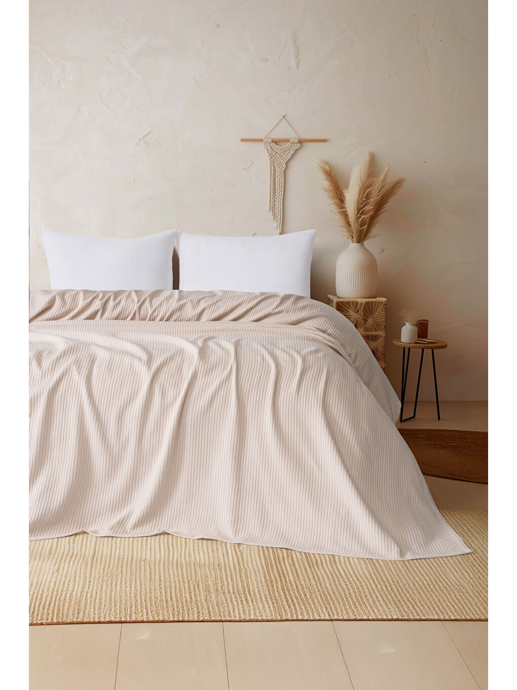 Ekru %100 Pamuk Örgü Pike | 220x240 cm | 1. Sınıf Kalite | 7 Renk Seçeneği KREM/220X240CM