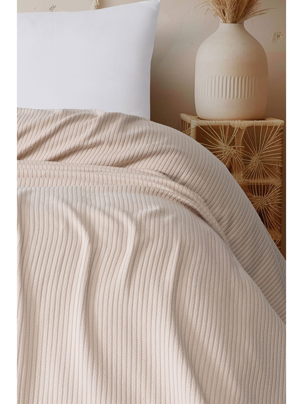 Ekru %100 Pamuk Örgü Pike | 220x240 cm | 1. Sınıf Kalite | 7 Renk Seçeneği KREM/220X240CM-1