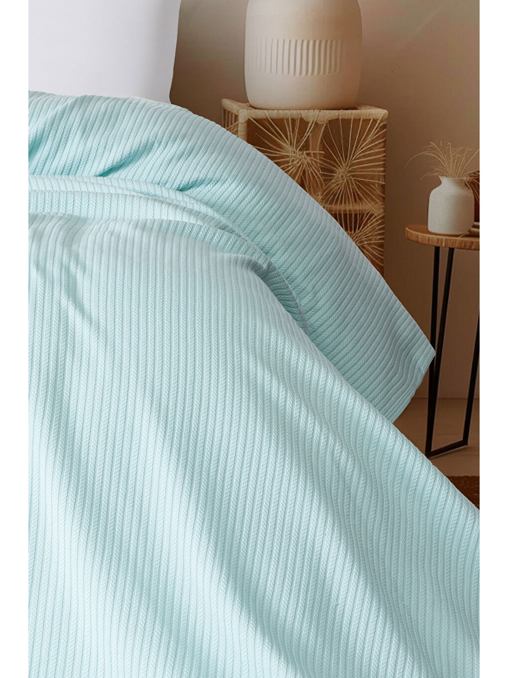 Yeşil %100 Pamuk Örgü Pike | 220x240 cm | 1. Sınıf Kalite | 7 Renk Seçeneği MINT/220X240CM-1