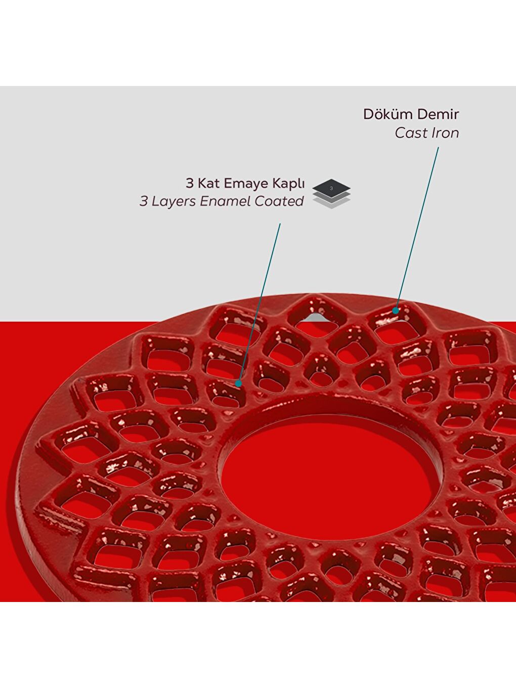 LAVA Kırmızı Demir Nihale Çap(Ø)20cm. - 4