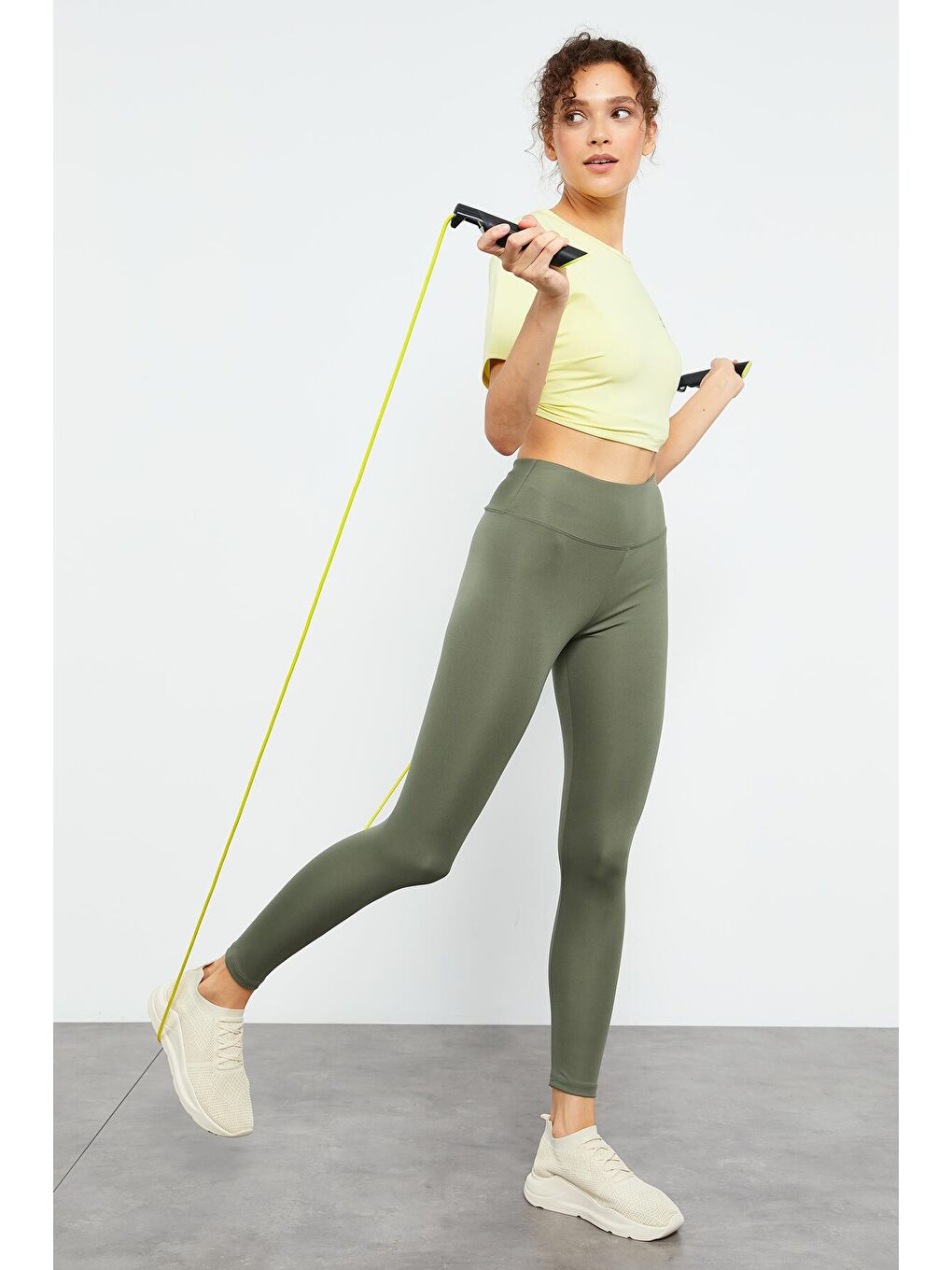 Yeşil Çağla Yüksek Bel Streç Slim Fit Dar Paça Kadın Tayt - 94545