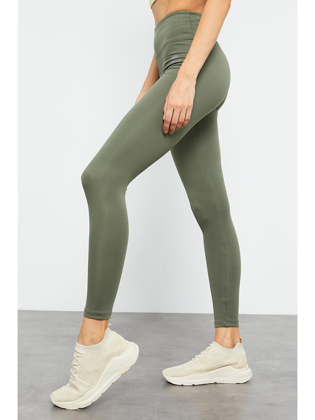 Yeşil Çağla Yüksek Bel Streç Slim Fit Dar Paça Kadın Tayt - 94545-1