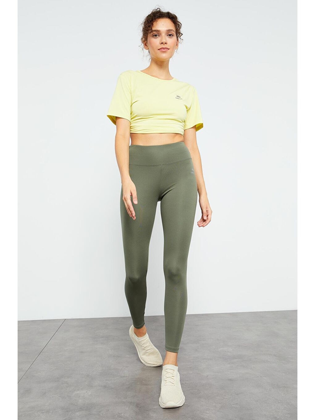 Yeşil Çağla Yüksek Bel Streç Slim Fit Dar Paça Kadın Tayt - 94545-4