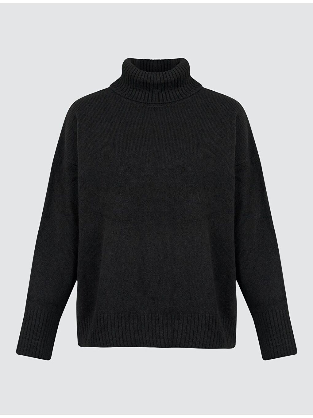 Siyah Uzun Kollu Balıkçı Yaka Triko Kazak-6