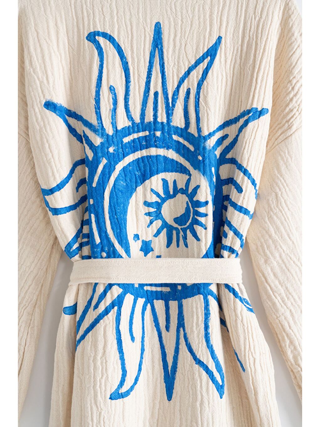 Mavi Organik %100 Pamuk Kimono Yaka Sabalık Bornoz Plaj Elbisesi - Heliona v2 - L/XL KREM/L/XL-2