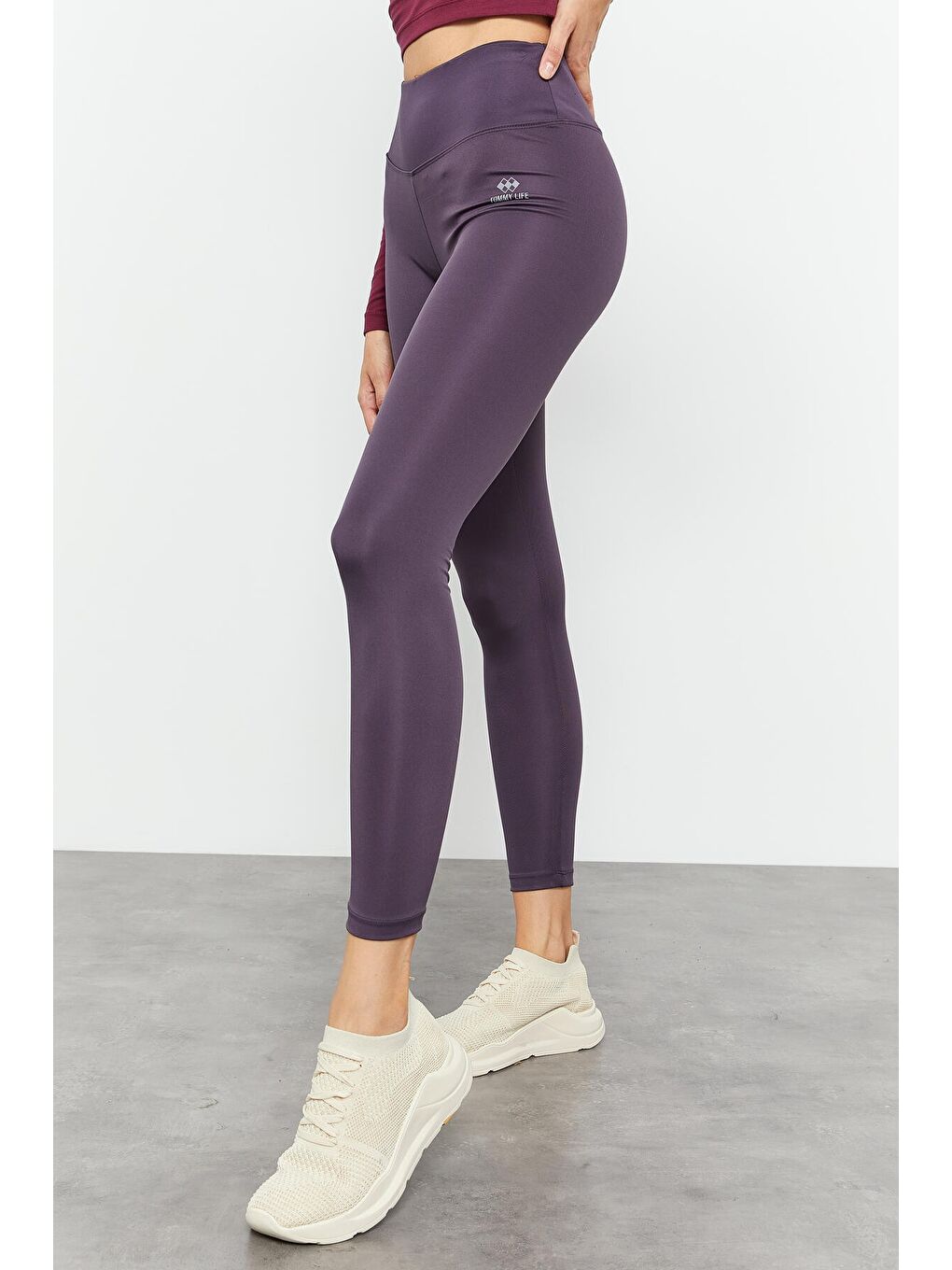 Mor Yüksek Bel Streç Slim Fit Dar Paça Kadın Tayt - 94545-1