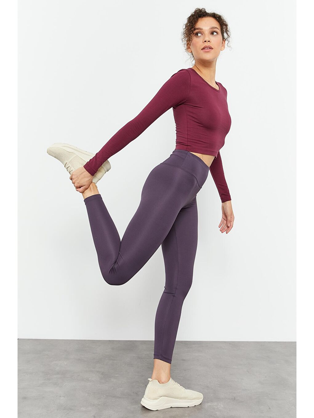 Mor Yüksek Bel Streç Slim Fit Dar Paça Kadın Tayt - 94545-2