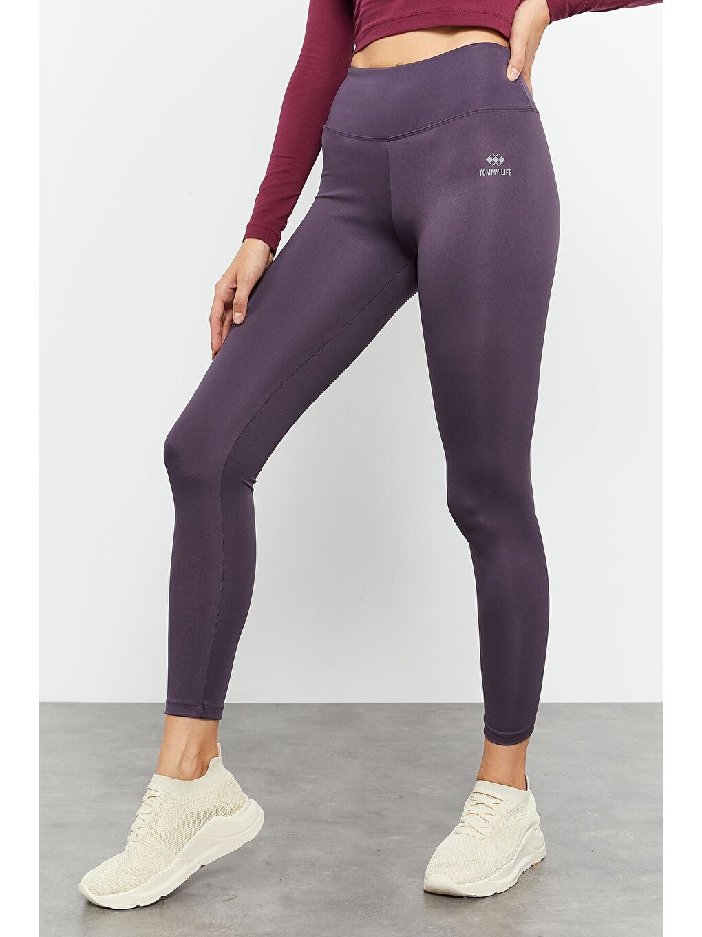 Mor Yüksek Bel Streç Slim Fit Dar Paça Kadın Tayt - 94545-3