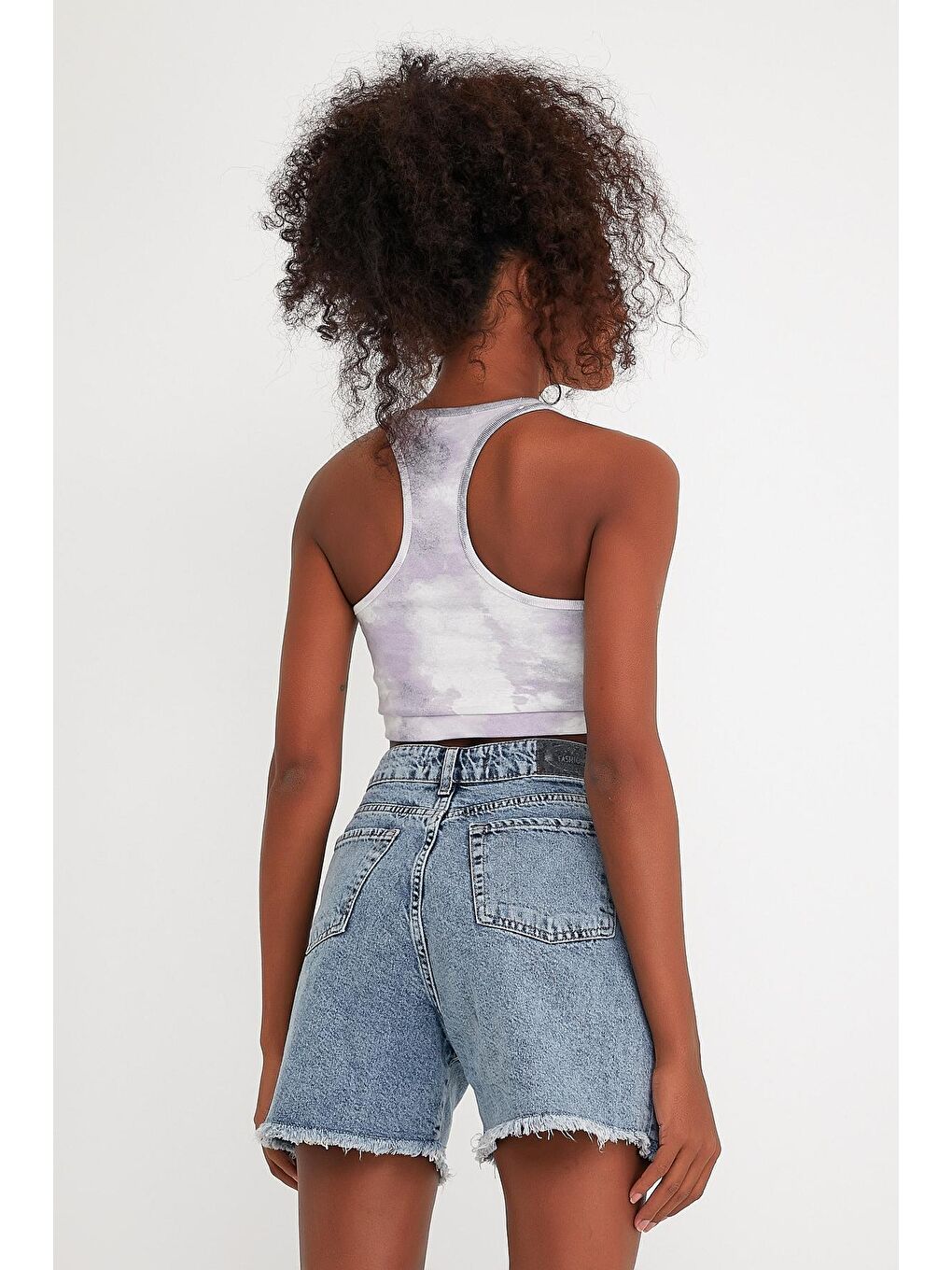 Karışık Kadın Crop Slim Fit Atlet-Tişort SPR21Y18-4