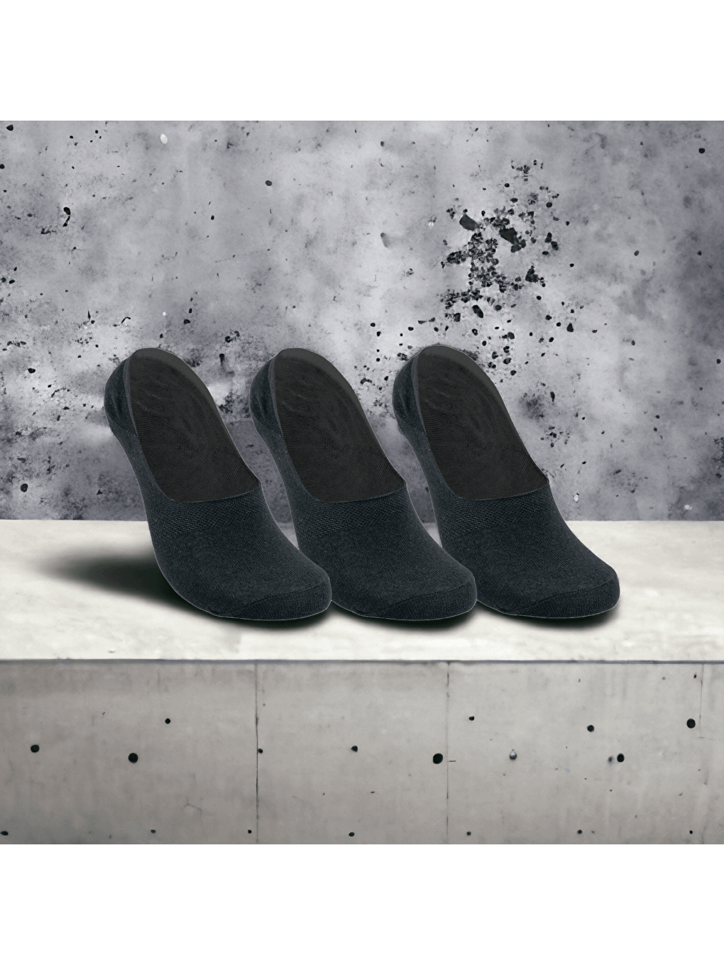 Invisible 3 Pack Unisex Siyah Babet Çorap-3