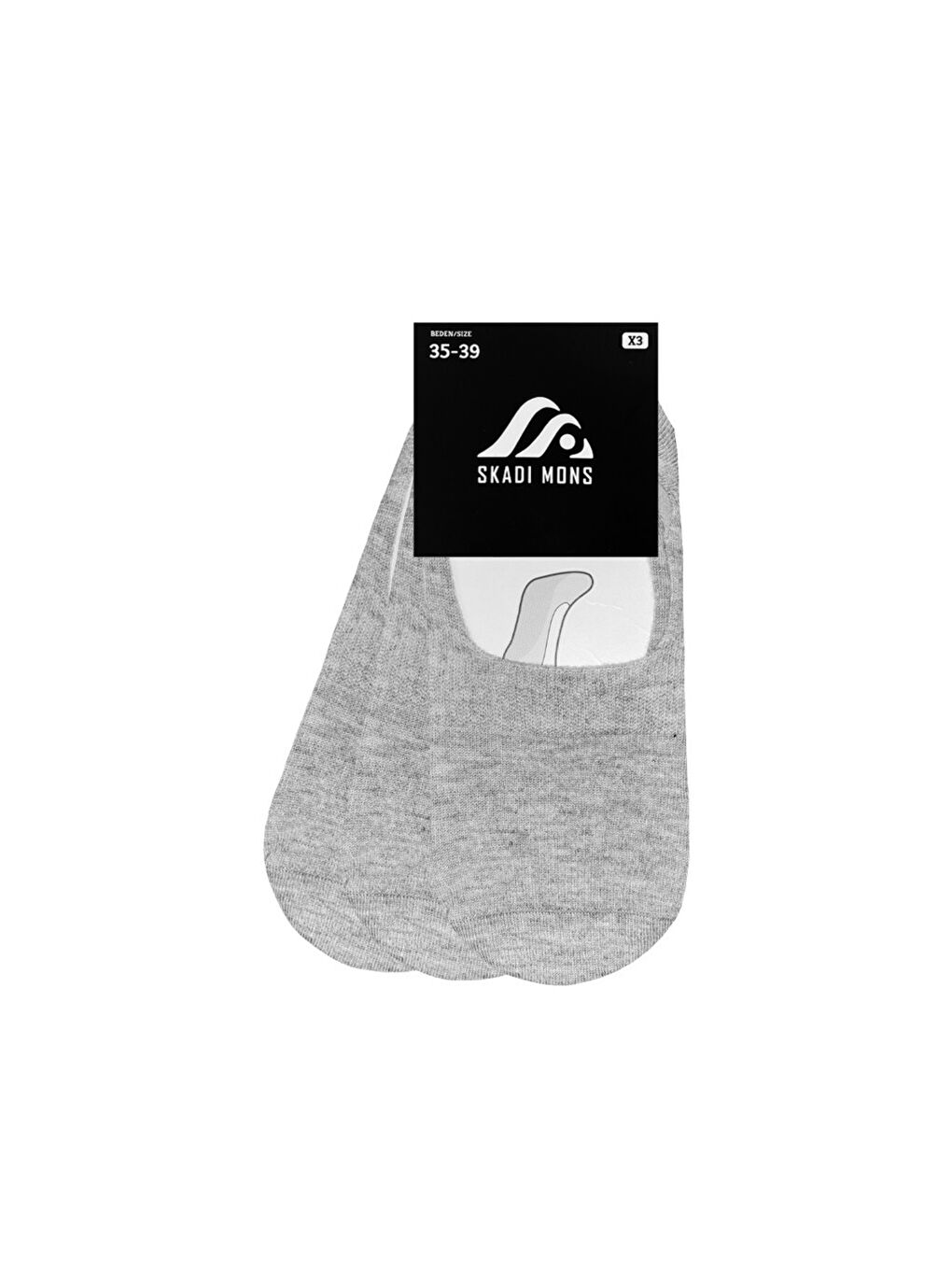 Invisible 3 Pack Unisex Gri Çorap-1