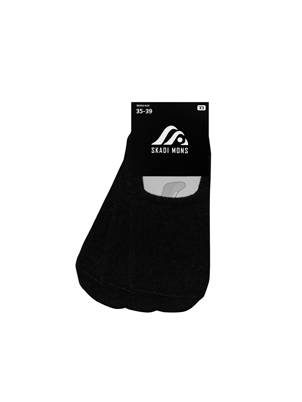 Invisible 3 Pack Unisex Siyah Çorap-1