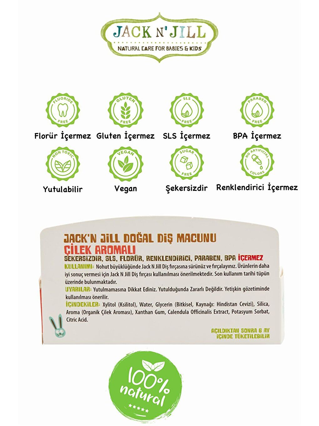 Jack N Jill Doğal Çilek Aromalı Diş Macunu 50 gr-4