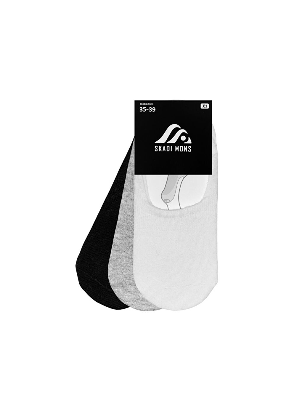 Karışık Invisible 3 Pack Unisex Çorap-1