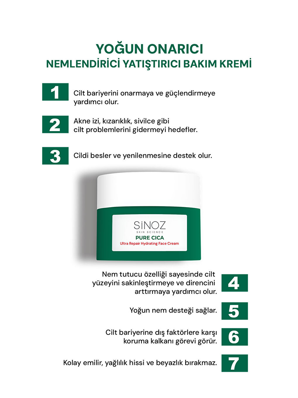 Pure Cica Yoğun Onarıcı Nemlendirici Bakım Kremi 50 ML Tahriş Olmuş Hasarlı Ciltler için-1