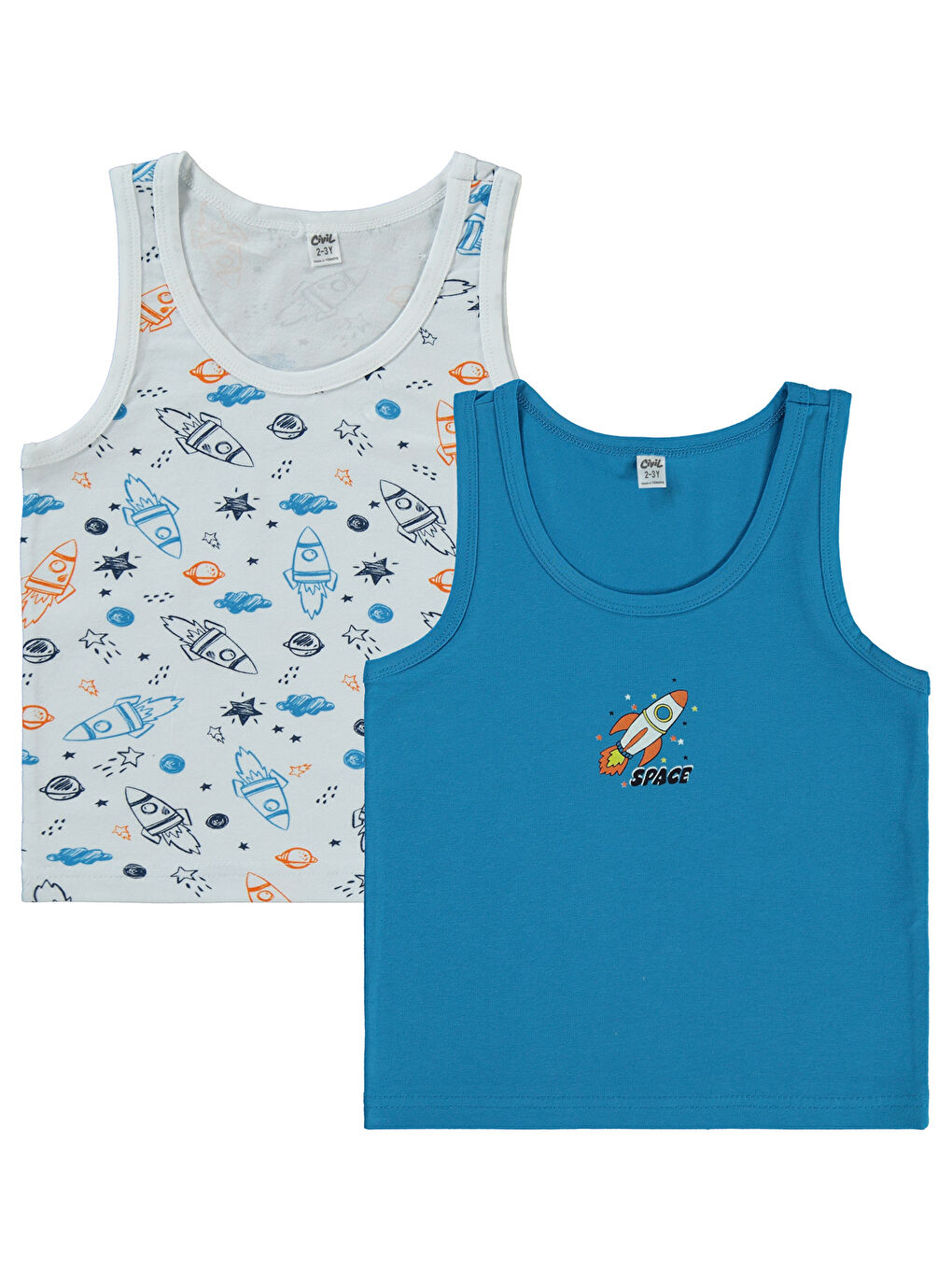 Boys Erkek Çocuk 2'li Atlet Set 2-10 Yaş Mavi