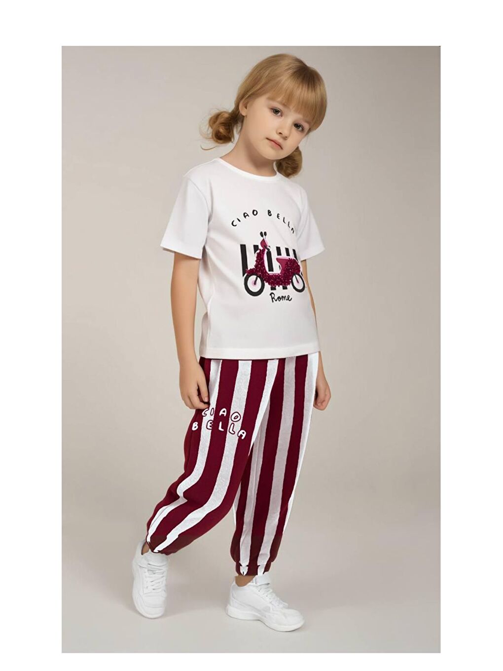 Beyaz Renkli Desenli Çocuk Alt Üst Takım