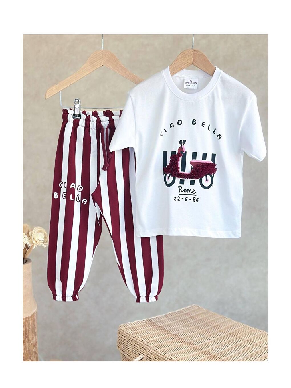 Beyaz Renkli Desenli Çocuk Alt Üst Takım-1