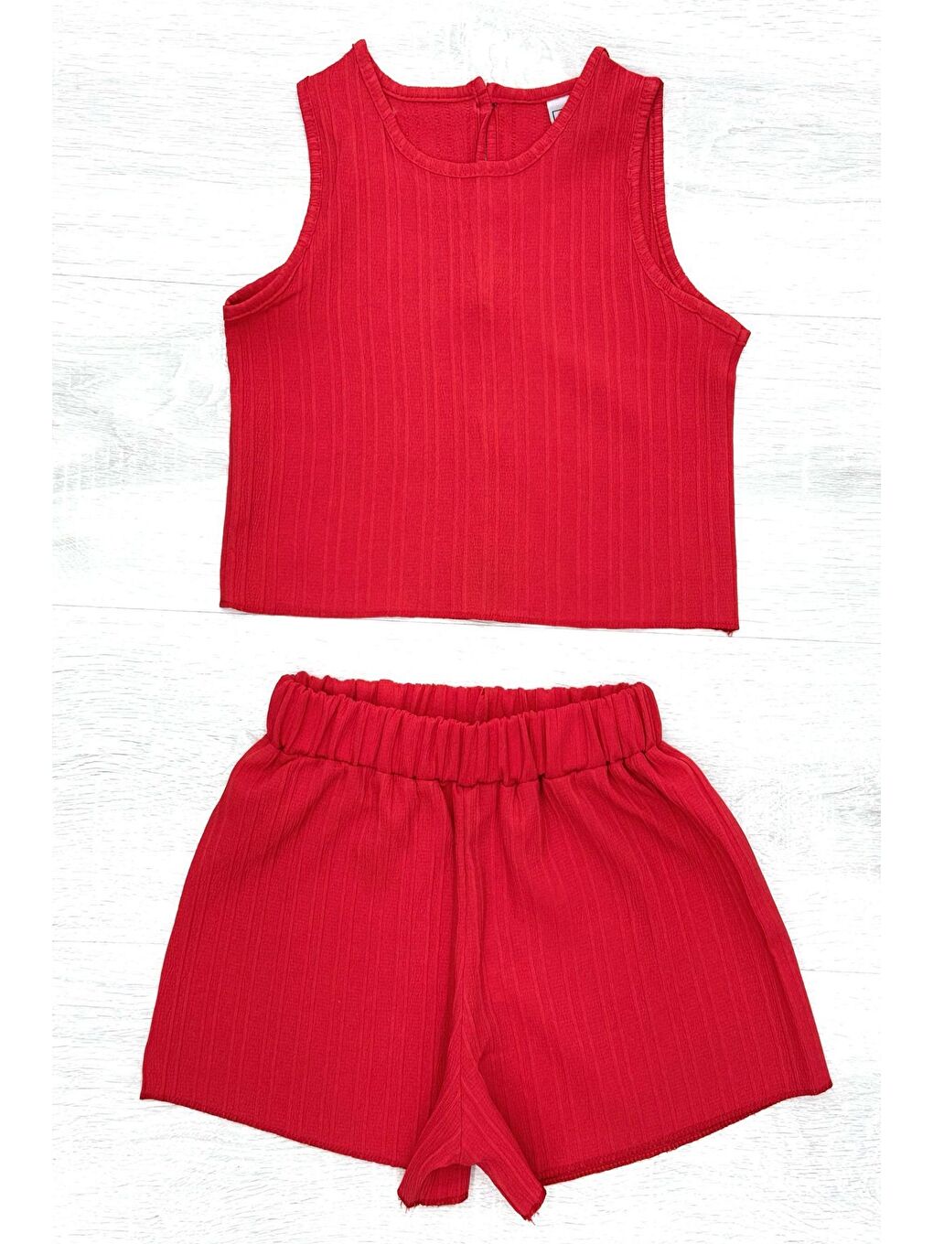 Kırmızı Serin Şortlu Kız Çocuk Takım