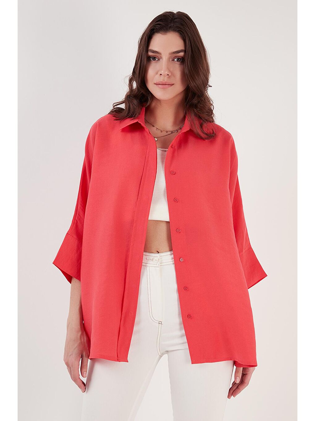 Mercan Truvakar Kol Oversize Yazlık Gömlek 514344036-2