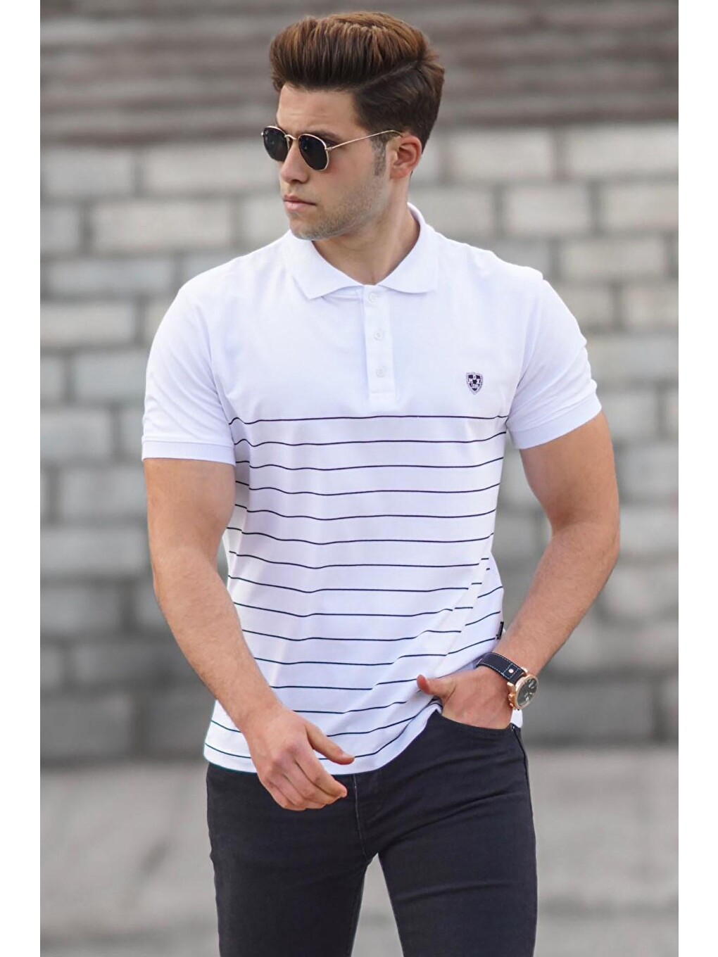 Beyaz Polo Yaka Erkek Tişört 5238