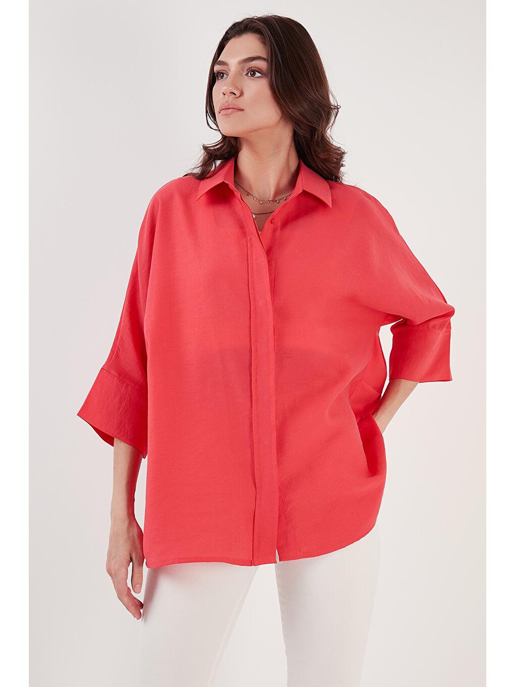 Mercan Truvakar Kol Oversize Yazlık Gömlek 514344036-3