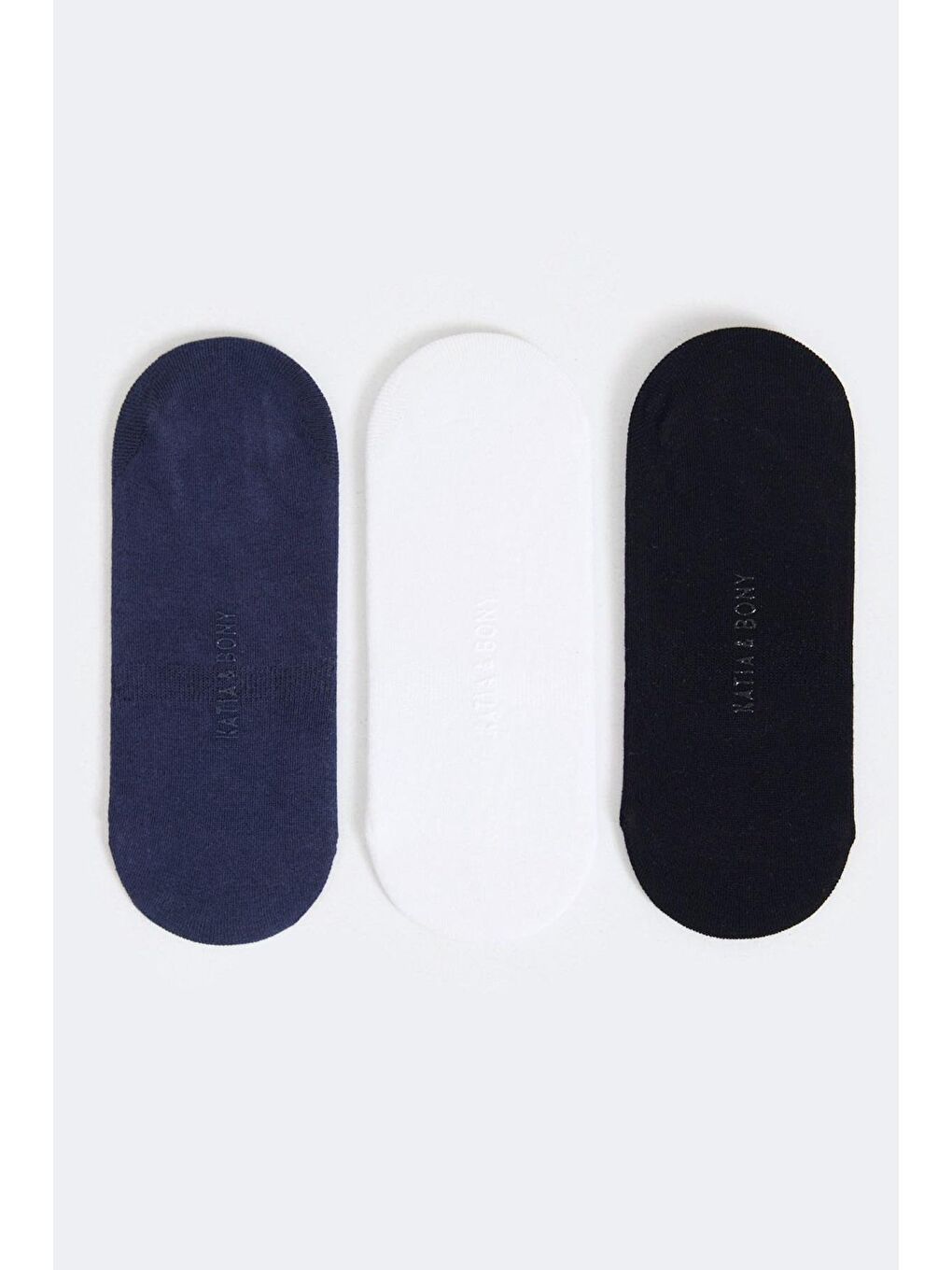3'lü Paket Kadın Basic Görünmez Çorap Siyah/Beyaz/Lacivert-1