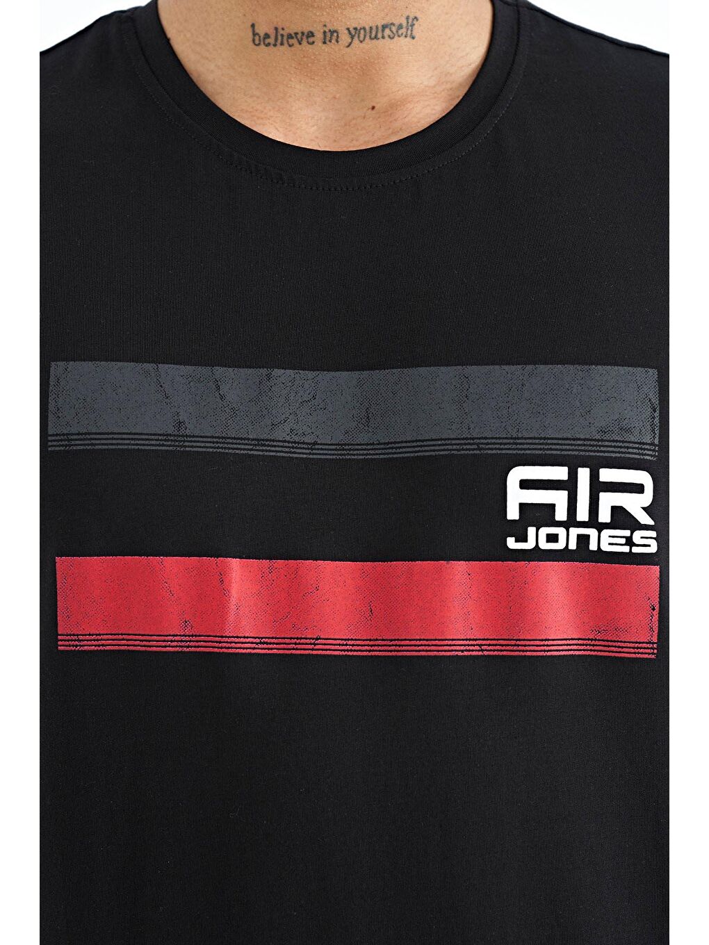 AIR JONES Siyah Donald Siyah Standart Kalıp Erkek T-Shirt - 88217 - 1