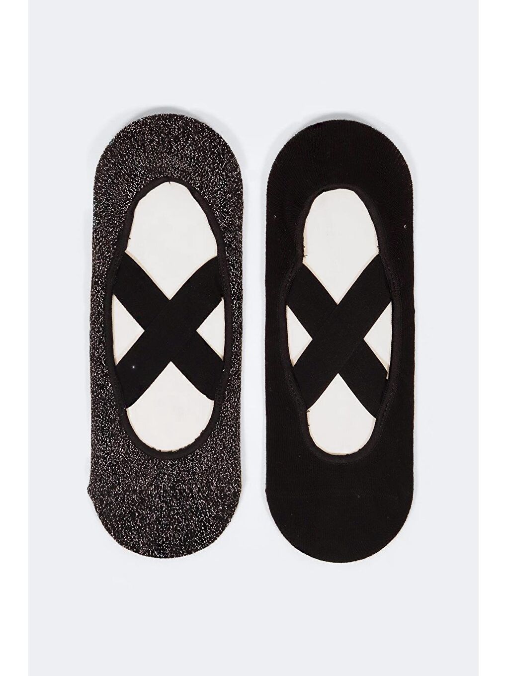 2'li Paket Asta Yoga Kadın Çorap Siyah / Simli Siyah