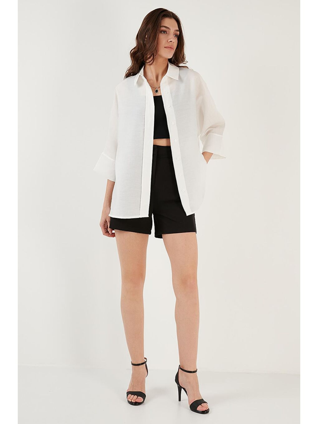 Beyaz Truvakar Kol Oversize Gömlek 51434402-2