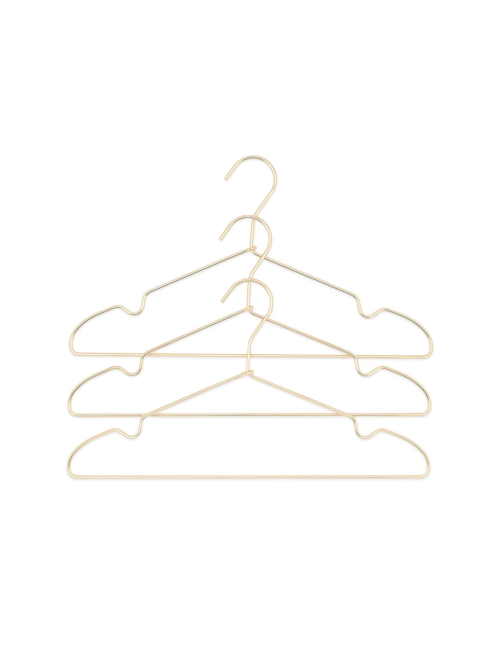 Sarı 3'lü Altın Renk Metal Giysi Askısı 22 x 41 x 0.4 cm-4