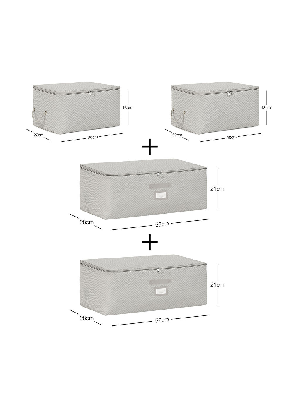 4'lü Gri Balıksırtı Hurç Set-2