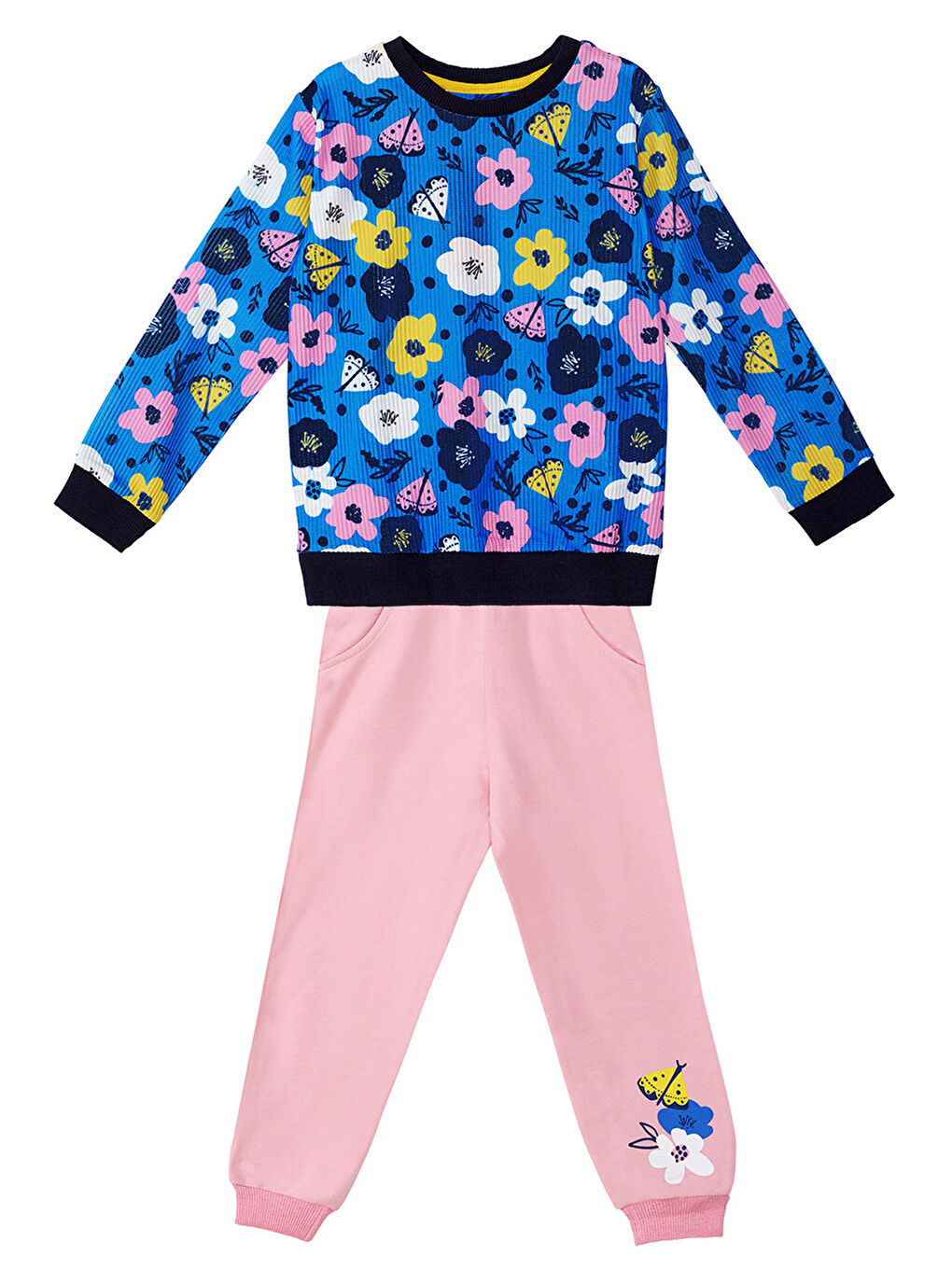 Karışık Çiçekli Kız Çocuk Eşofman Altı Takım-2