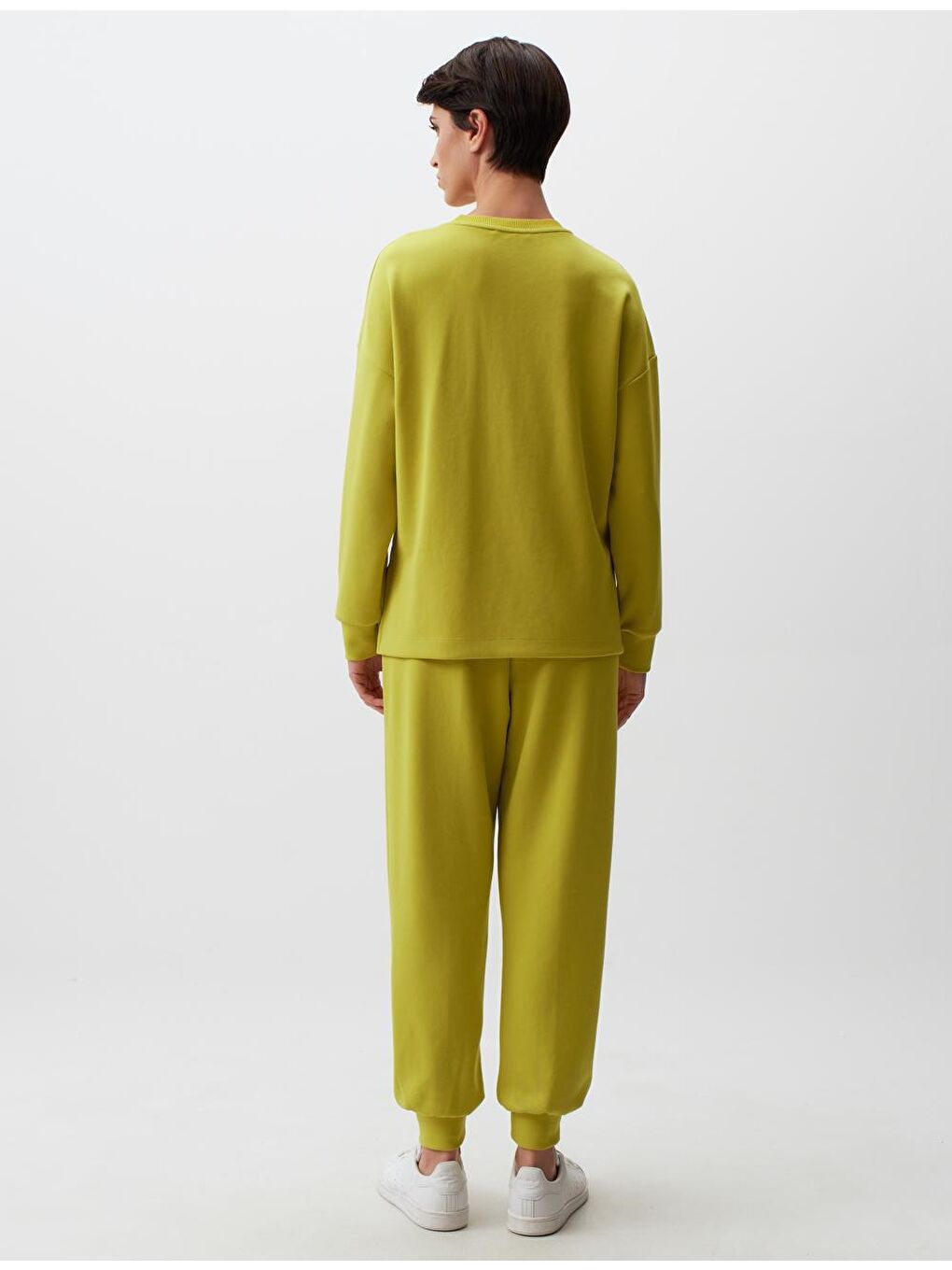 Sarı Limoni Bisiklet Yaka Uzun Kollu Oversize Sweatshirt-4