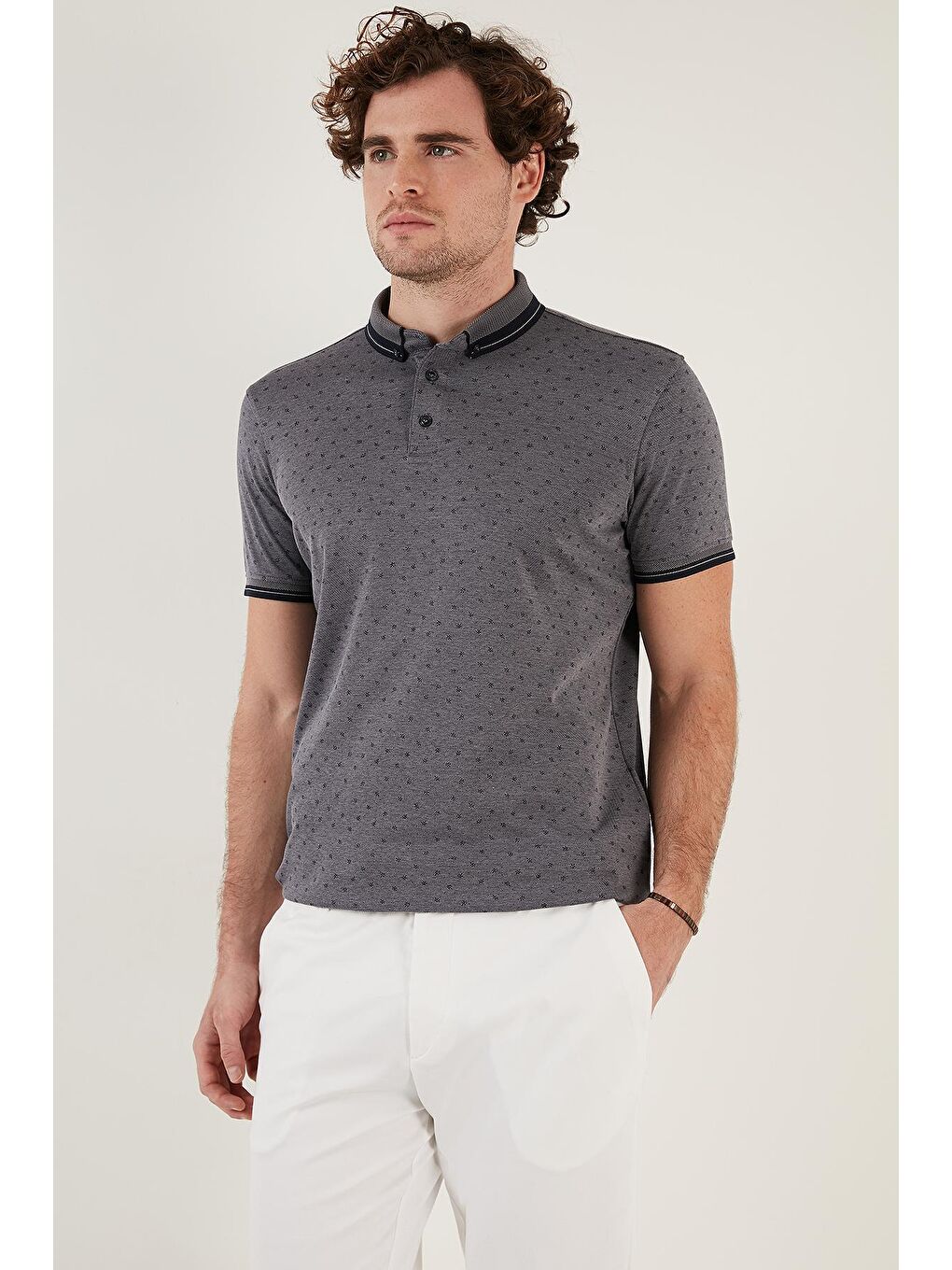 Buratti Lacivert Pamuk Karışımlı Desenli Slim Fit Polo Tişört 646B3250 - 2