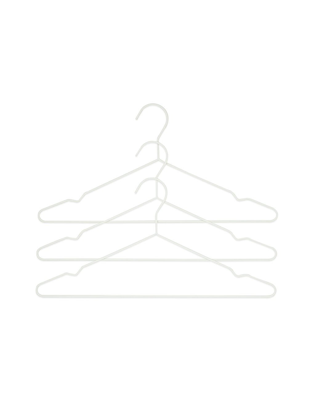 3'lü Mat Beyaz Renk Kauçuk Kaplamalı Metal Giysi Askısı 20.50 x 42 x 0.3 cm-4