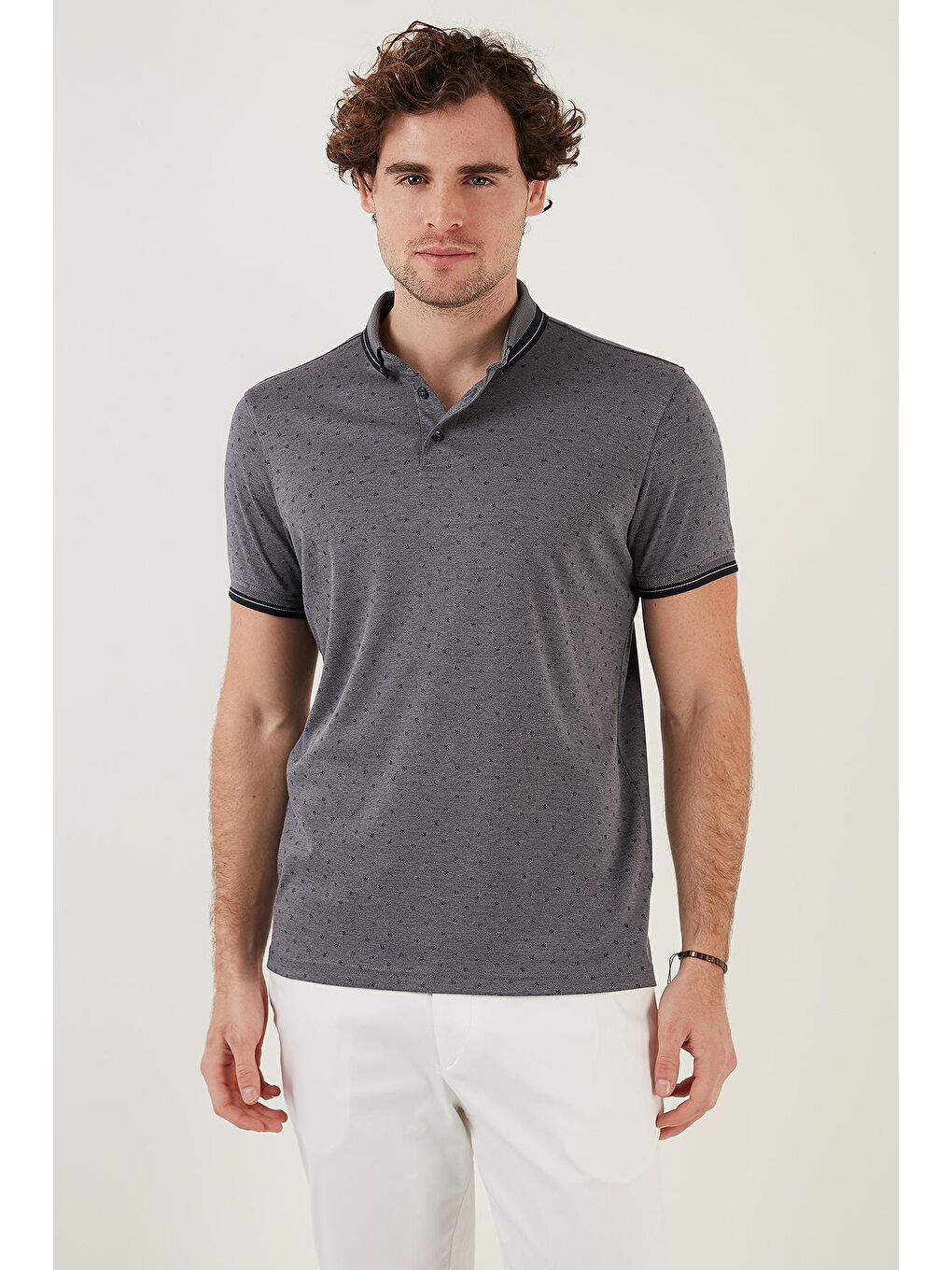 Buratti Lacivert Pamuk Karışımlı Desenli Slim Fit Polo Tişört 646B3250 - 3