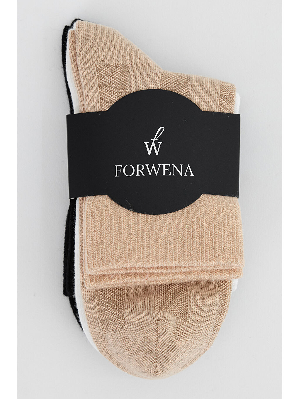 Karışık 3'lü Paket Bej Siyah ve Beyaz Desenli Pamuklu Dikişsiz Quarter Yarım Soket Çorap 36-41-6