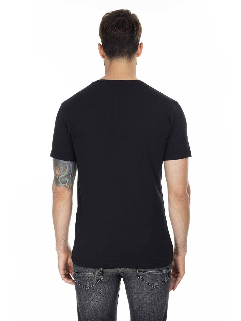 Siyah Basic V Yaka Slim Fit Tişört 5722512V-1