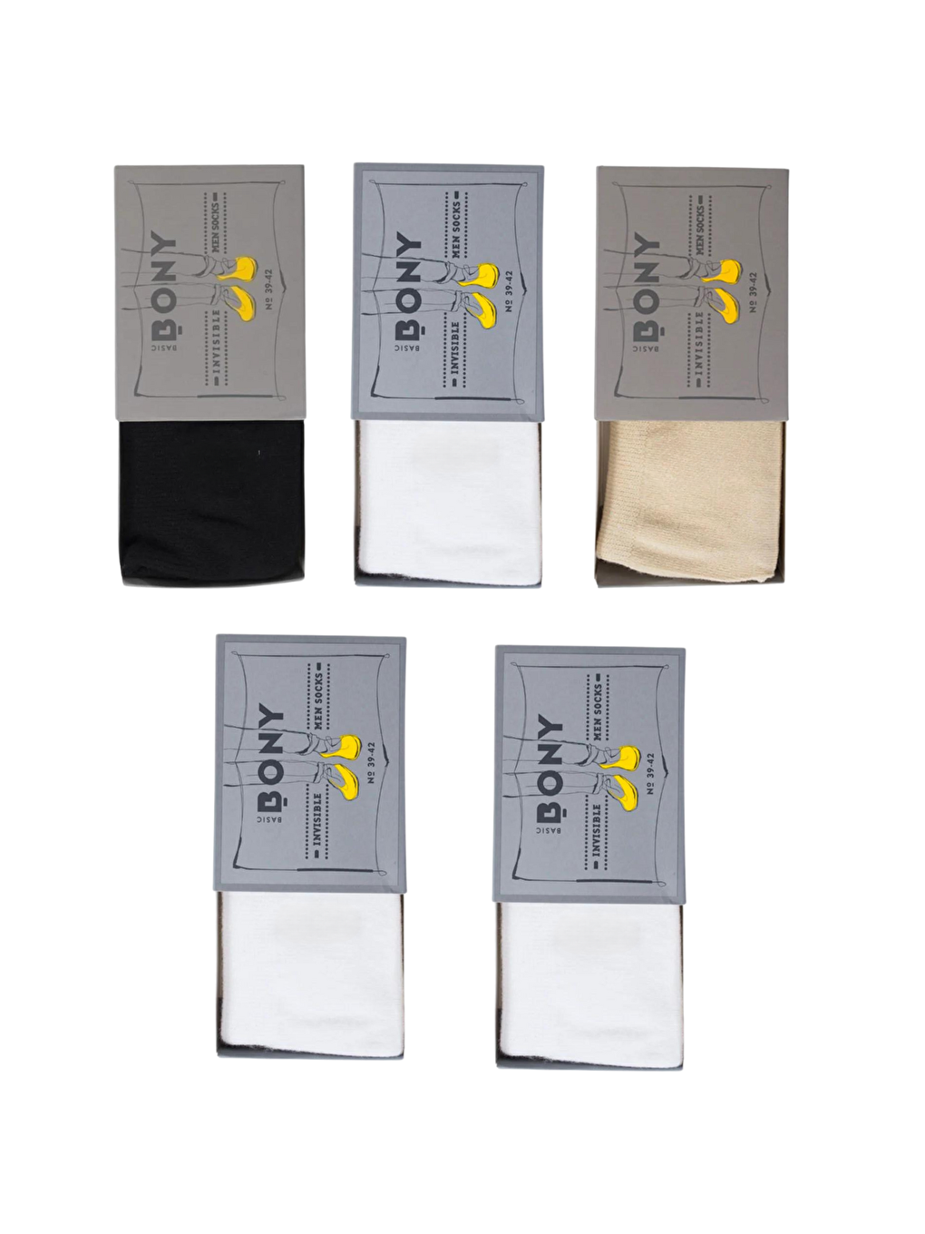 Karışık Kadın Çok Renkli Basic 5'li Görünmez Babet Çorap-1