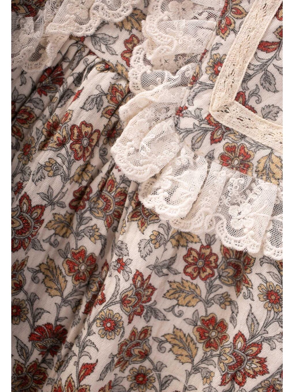 Yakalı Müslin Elbise 2-10 Yaş Ekru-2