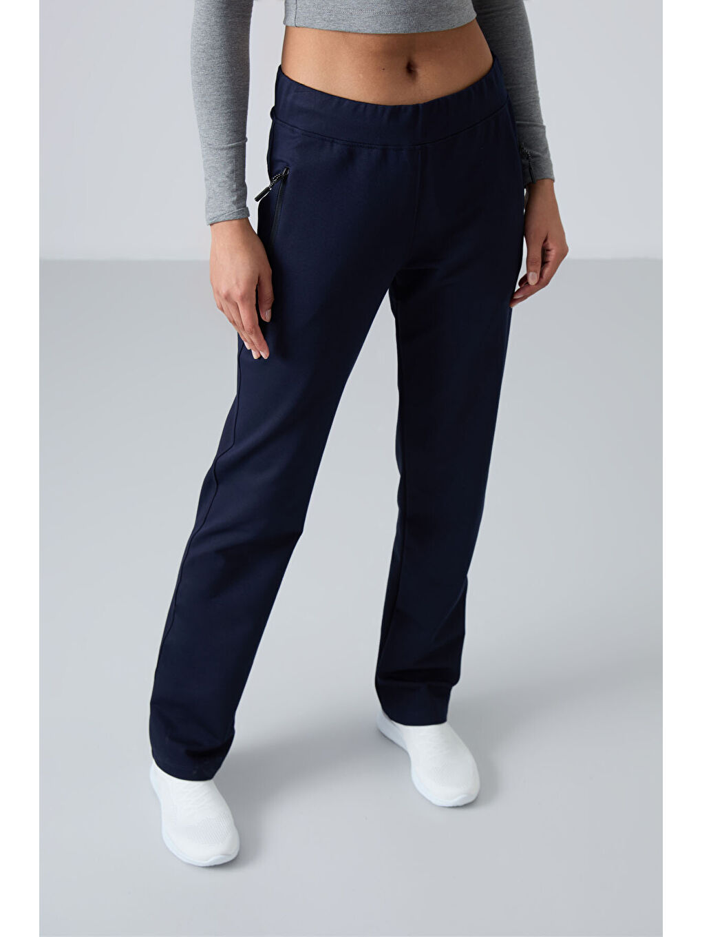 İndigo Fermuar Cepli Rahat Form Klasik Paça Kadın Eşofman Alt - 94195-3