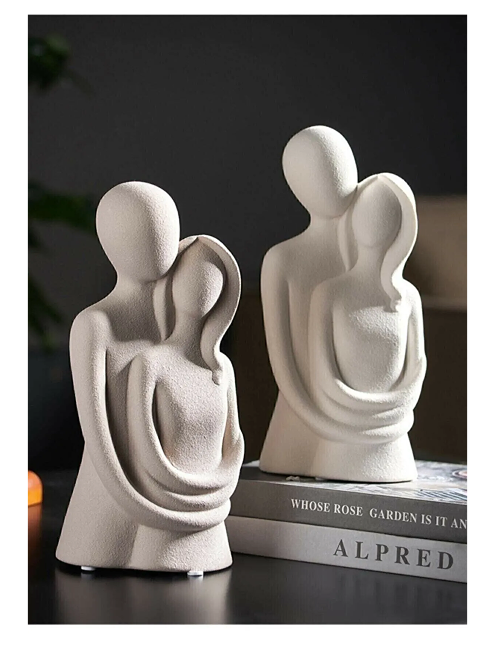 Beyaz Sevgili Aşıklar Sarılmış Biblo Dekor