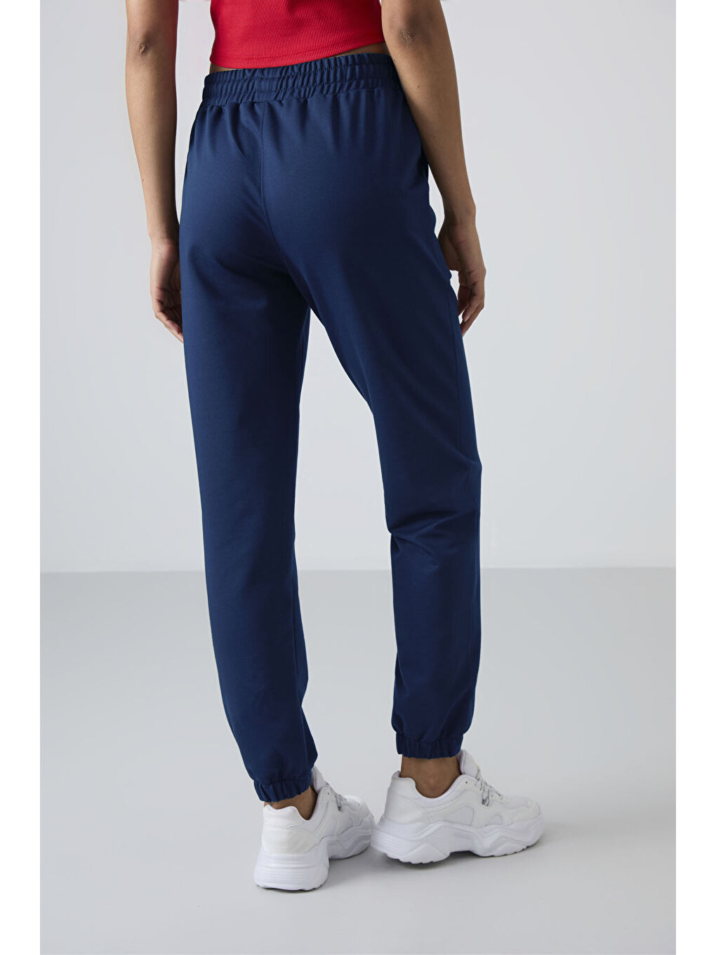 İndigo Cepli Yüksek Bel Rahat Form Lastik Paça Kadın Eşofman Alt - 94583-4