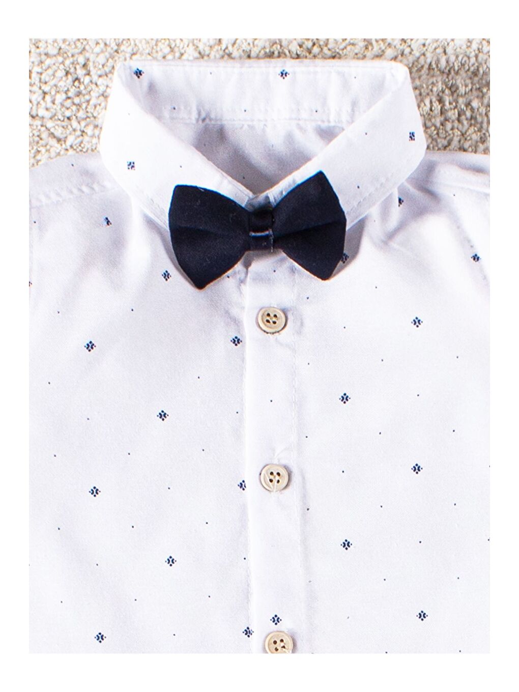 Lacivert 4 Parça Papyonlu Yazlık Erkek Çocuk Gömlekli Slopetli Özel Gün Takım-1